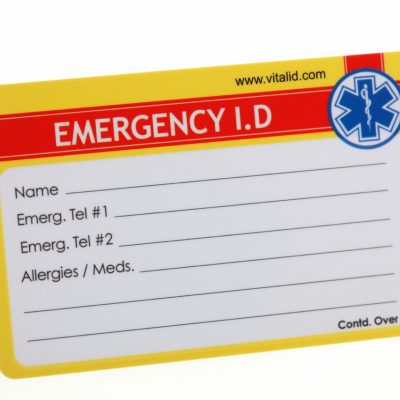 Emergency ID Wallet Card worker vitalid Tag