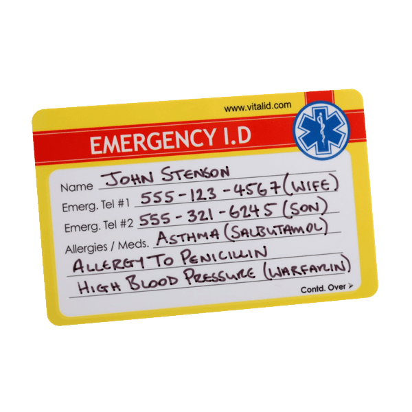 Emergency ID Wallet Card worker vitalid